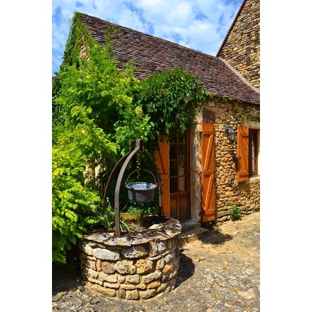 Canvas Print Medieval House Wells Stone Well Door Former Wells