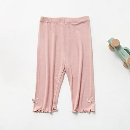 Ovbmpzd Toddler Shorts Boys Pink Ruffle Butterfly Elastic Waist Stretch Capris Girl Leggings 7 Years