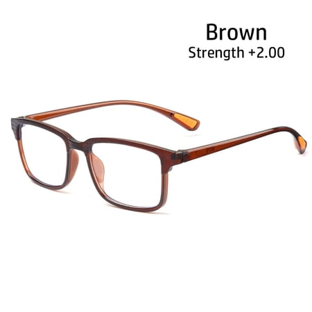 Men Women Portable Vision Care Far Sight Eyewear Reading Glasses Presbyopia Eyeglasses Anti-UV Blue Rays BROWN STRENGTH +2.00