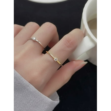 Womens Sterling Silver Ring Elegant Single Diamond Ring Korean Japanese Tail Ring Flashing Ring For Her Women Gift Fashion Jewelry