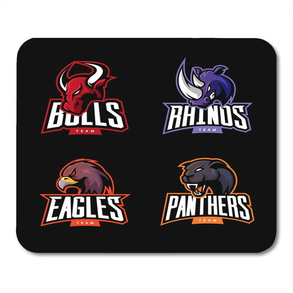 KDAGR Furious Rhino Bull Eagle and Panther Sport Dark Infographic Team Pictogram Premium Wild and Bird Mousepad Mouse Pad Mouse Mat 9x10 inch
