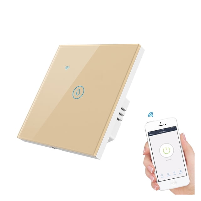 Interrupteur Intelligent Wi-Fi Interrupteurs de Chauffe-Eau Verre Tuya Commande Vocale Minuterie Tactile Température Contrôleur à Distance Application pour Téléphone Mobile, Bricolage Facile