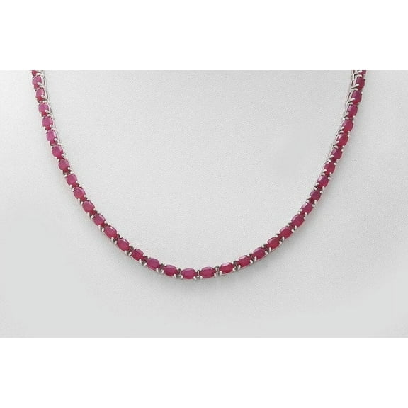 Ruby Tennis Necklace 925 Sterling Silver Ruby Necklace, Tennis Necklace, Ruby Oval necklace,Brithstone necklace, Brithday Gift, Gift for her