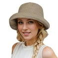 thumbnail image 3 of Womens Beach Hat Unisex Breathable Rolled Plaid Bucket Sun Hat Lightweight Green One Size, 3 of 5
