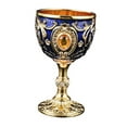 thumbnail image 2 of Fiocias Embossed Water Goblet Drinking Cup Collection Reusable Tableware Metal Cup Mini Gold Deep Blue, 2 of 9