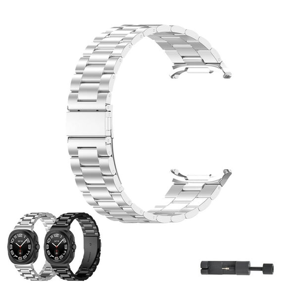 HOMEYA Band Compatible with Samsung Galaxy Watch Ultra 47mm, Metal Stainless Steel Bands Strap, Classy Adjustable Replacement Strap for Men Women, Silver