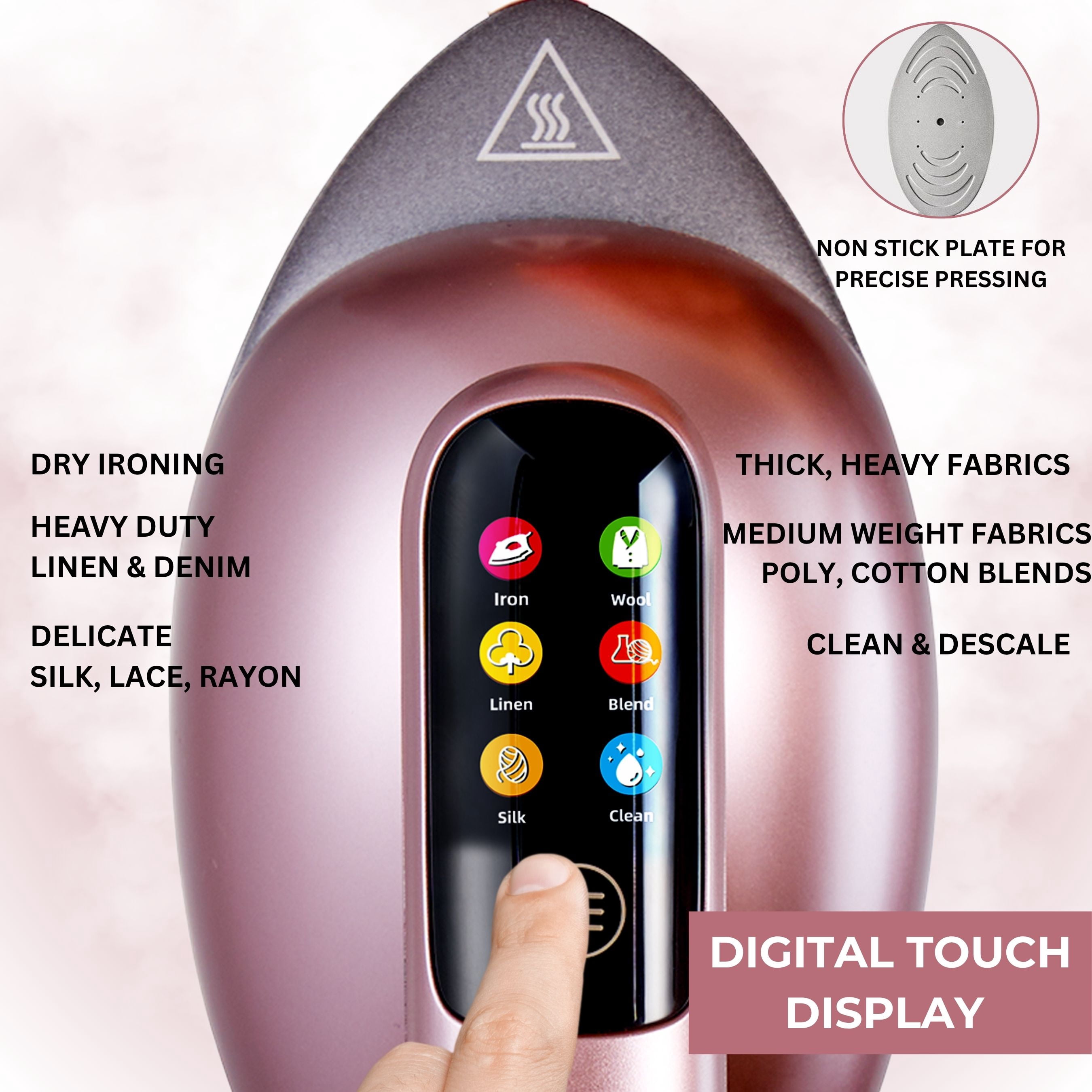 SALAV Deluxe DuoPress Steamer and Iron Station with Steam Levels and Digital Display, Rose Gold