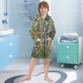 thumbnail image 5 of FORMRS Niños Bathrobe Unisex Hooded Robe Soft Plush Pajamas Sleepwear, Size 7-9T, Green Floral Garden, 5 of 7