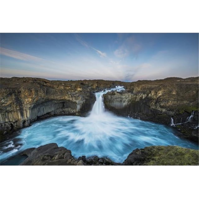 Posterazzi DPI12296393 Waterfall Flowing from A Stream & Rugged Cliffs - Aldeyjarfoss Iceland Poster Print by Robert Postma, 19 x 12