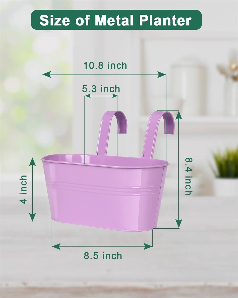 NOGIS 3Pcs Metal Iron Railing Planter, Hanging Flower Pots with Detachable Hooks & Drainage Hosles, Indoor Outdoor Hanging Plant Box for Fence Balcony Garden Home Deck Decor(Multicolor B)