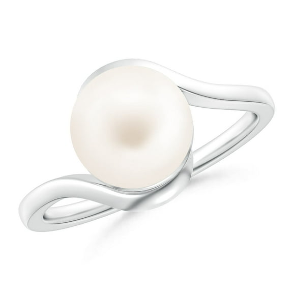 ANGARA Freshwater Cultured Pearl Solitaire Bypass Ring in 925 Sterling Silver for Women | June Birthstone, Birthday, Anniversary, Jewelry Gift for Women | Pearl Ring