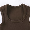 thumbnail image 4 of Staron Women's Summer Casual Solid Color Yoga Sports Top Round Neck Short Sleeve Basic Comfy Stretchy Workout Running Tank, Brown M, 4 of 5