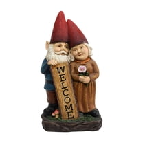Robert & Sofia Standing Gnome Couple with Welcome Sign