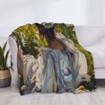 thumbnail image 3 of Uemuo Girl In Field Of Daisies Printed Throw Blanket for Couch, Fluffy Fuzzy Blankets for Bed, Sofa, Cozy Flannel Faux Fur Blanket-60"x50", 3 of 6