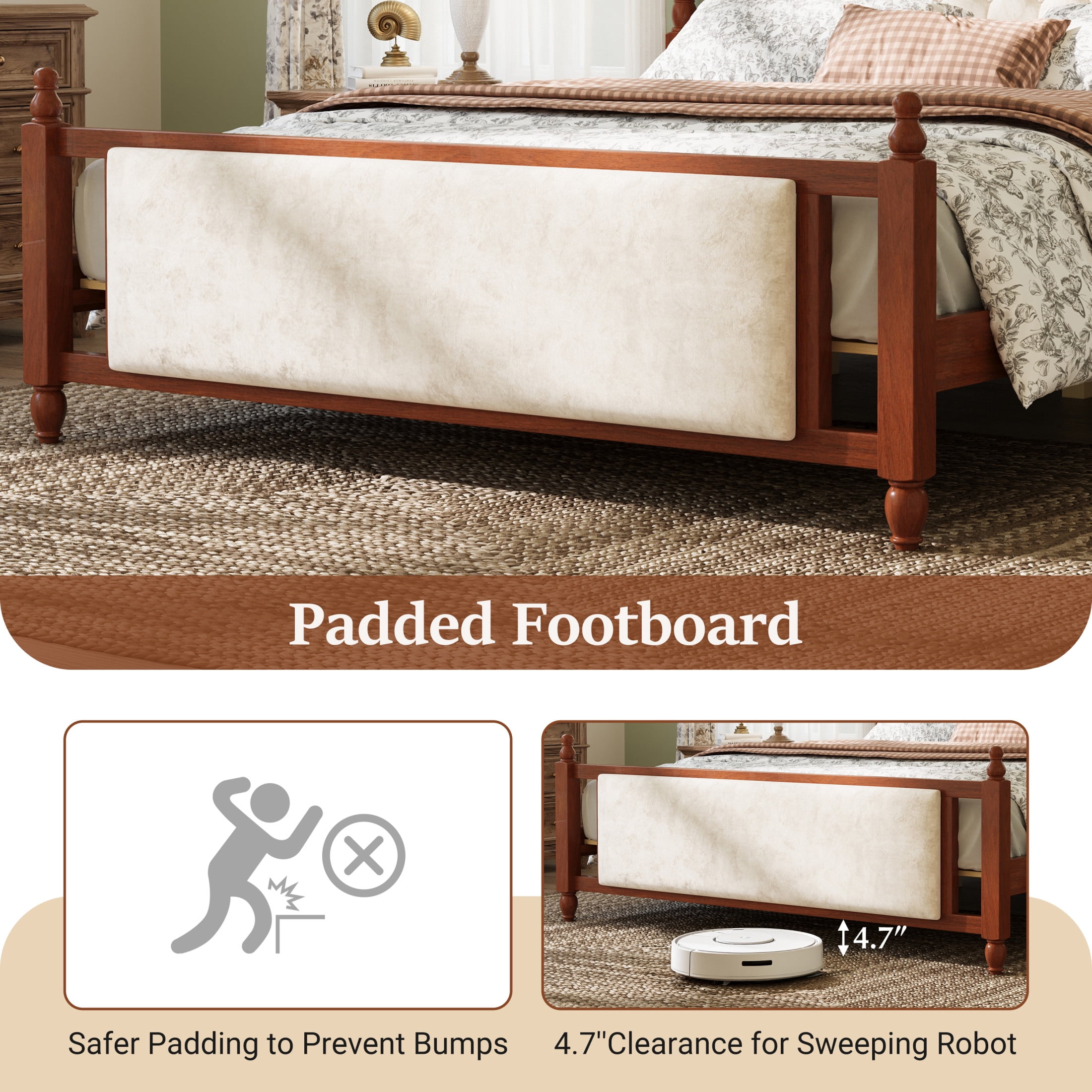 Christopher Knight Home King Upholstered Platform Bed, Velvet Tufted Headboard and Footboard, Brown