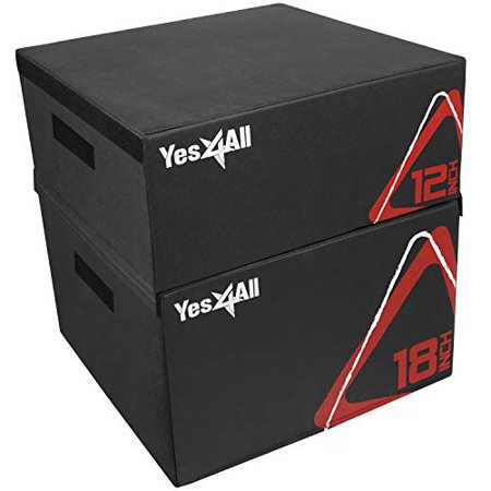 Yes4All Soft Plyo Box / Plyometric Jump Box Adjustable Plyo Box / Foam Plyo Box for Jump Training  Fitness and Conditioning (12 + 18 inch  Black)