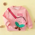 thumbnail image 3 of Tiijoy Little Girls Fruit Graphic Sweatshirt with 3D Bag Casual Cute Crewneck Pullover, Pink, 3 of 4