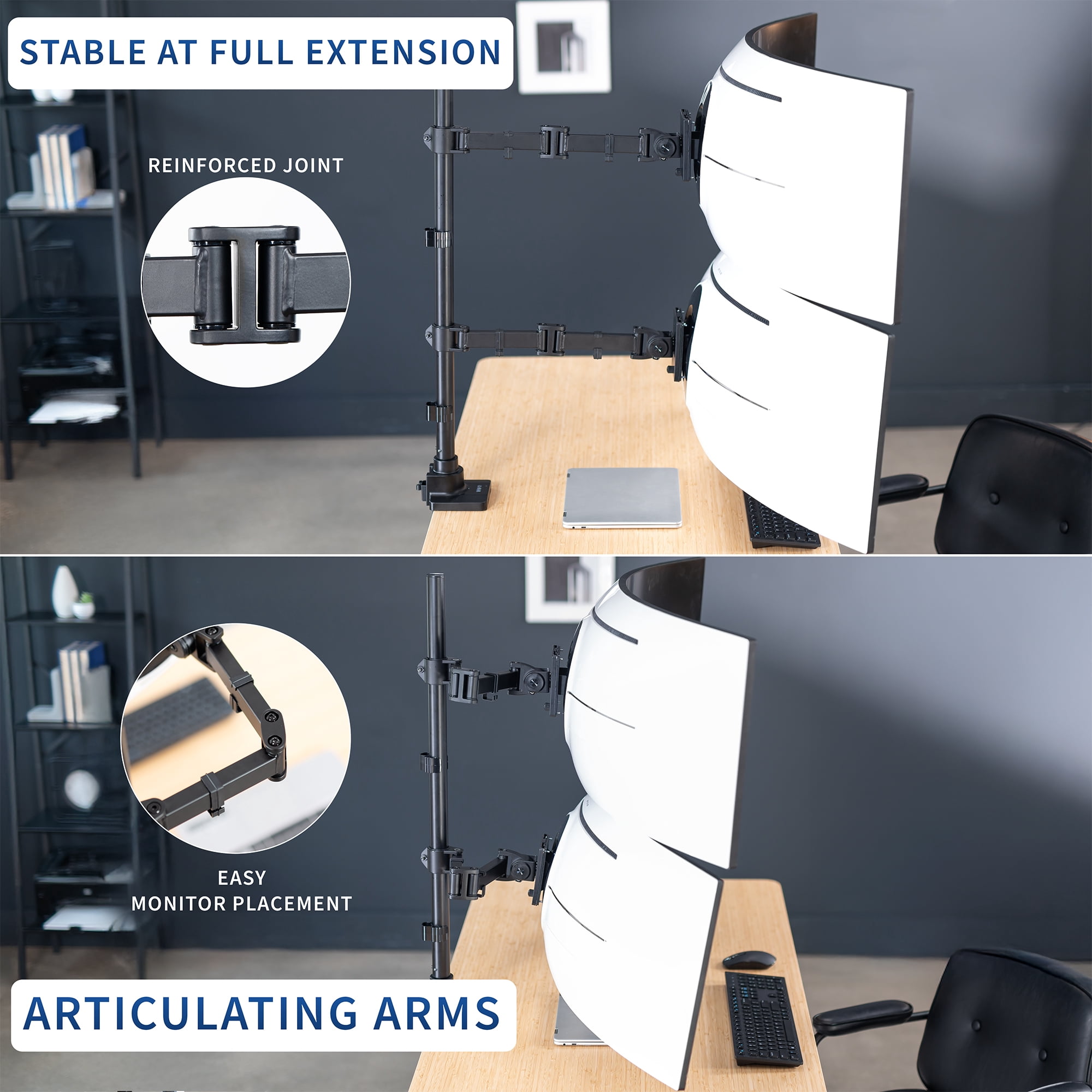 VIVO Dual Ultrawide Monitor Extra Tall Desk Mount for Computer Screens to 49"