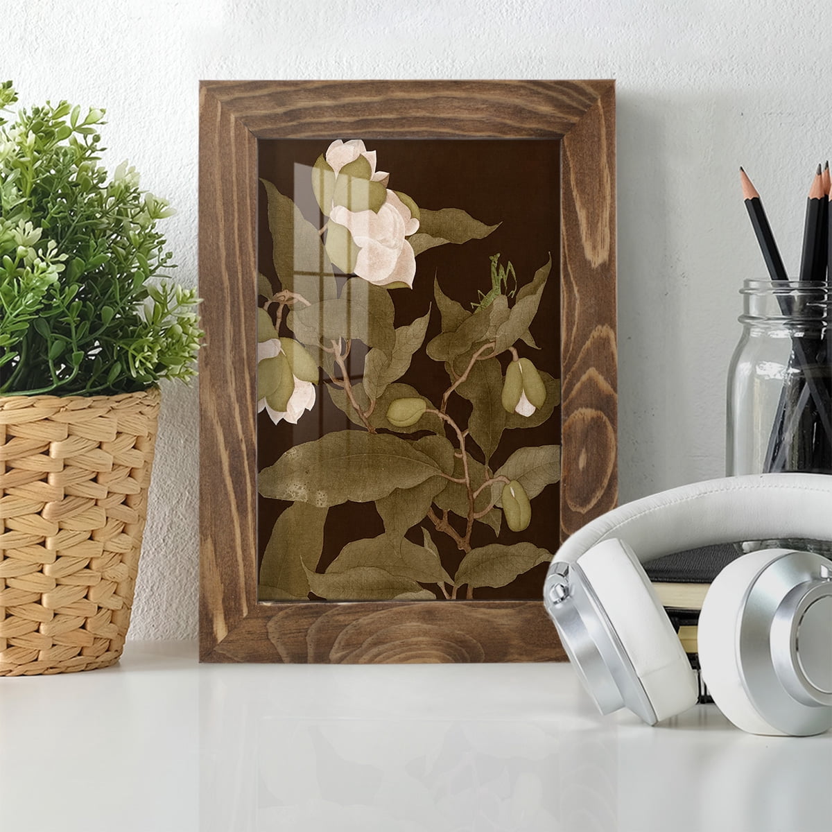 Asian Brocade I - Framed Print w/glass - Walnut