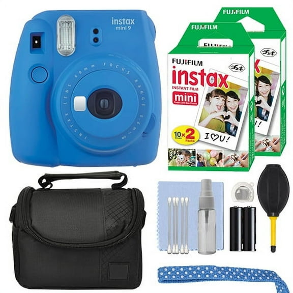 Fujifilm Instax Mini 9 Instant Film Camera Cobalt Blue 40 Film Accessory Kit