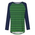 thumbnail image 4 of Chandails en Molleton Femmes Manches Longues Femmes Chandail en Molleton Rayé Surdimensionné Manches Raglan Col Rond chandail-Over Automne 2024 Tunique Ample S-109 Vert m, 4 of 5