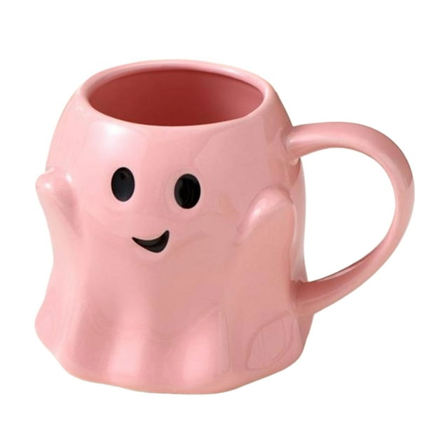 Naiovety Taza de café de cerámica de fantasmas para regalos de Halloween y Navidad, taza de café de Halloween de Acción de Gracias, familia Teteras rosa