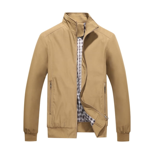 Dvkptbk Veste pour Homme de Printemps et d'Automne, Veste Décontractée à Col Montant, Veste à Fermeture Éclair, Veste à Manches Longues, Veste Ajustée, Veste Légère
