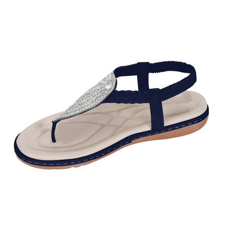 

Aueoeo Fashion Casual Rhinestone Flip Flop Flat Ladies Sandals Clearance
