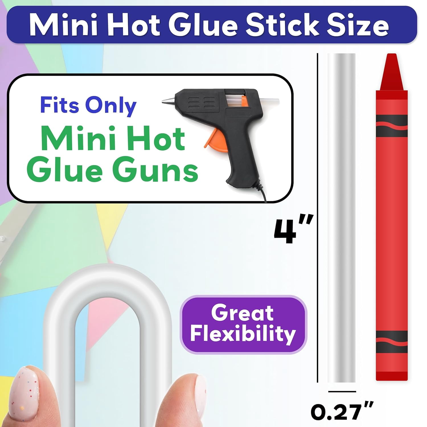 Mini Hot Glue Sticks (200 Pack) - Fits Mini Glue Guns, 4" x 0.27" - Craft, Bond, Create on Wood, Metal, Glass and More - Transparent, Strong and Quick-Drying