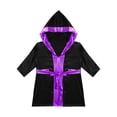 thumbnail image 3 of Rswnyirn Kids Boys Boxing Robe Hooded Satin Hoodie Halloween Cosplay Costume Black&Purple 6, 3 of 5