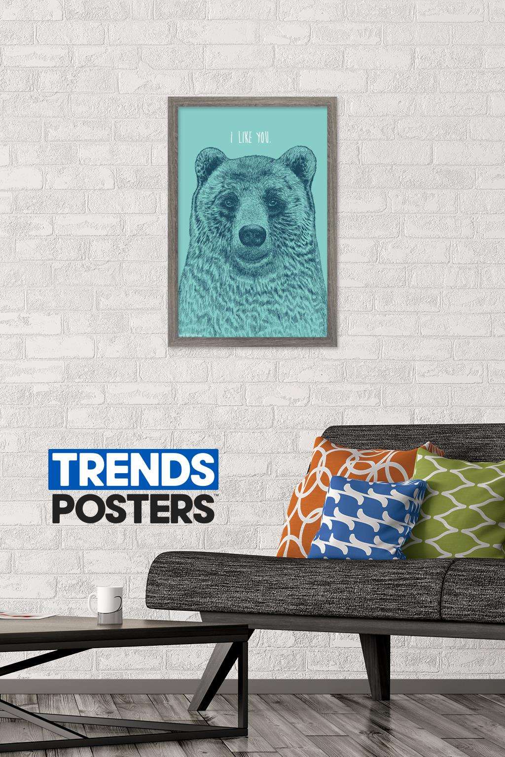Rachel Caldwell - I Like You Bear Wall Poster, 14.725" x 22.375", Framed