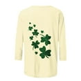 thumbnail image 2 of Felirenzacia Women’s St. Patrick’s Day Undershirt 3/4 Sleeve Sweatshirt Baseball Style Clover Graphic Pullover Top, Multicolor,XL, 2 of 5