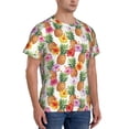 thumbnail image 2 of Bixox Men's Hawaiian Pineapples And Hibiscus Flowers Printed Short Sleeve Skinny Athletic T-Shirt, 2 of 6