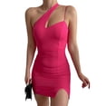 thumbnail image 3 of Liacowi Women's Sexy One Shoulder Bodycon Mini Dress Cutout Split Short Dress Club Party Short Dress, 3 of 5