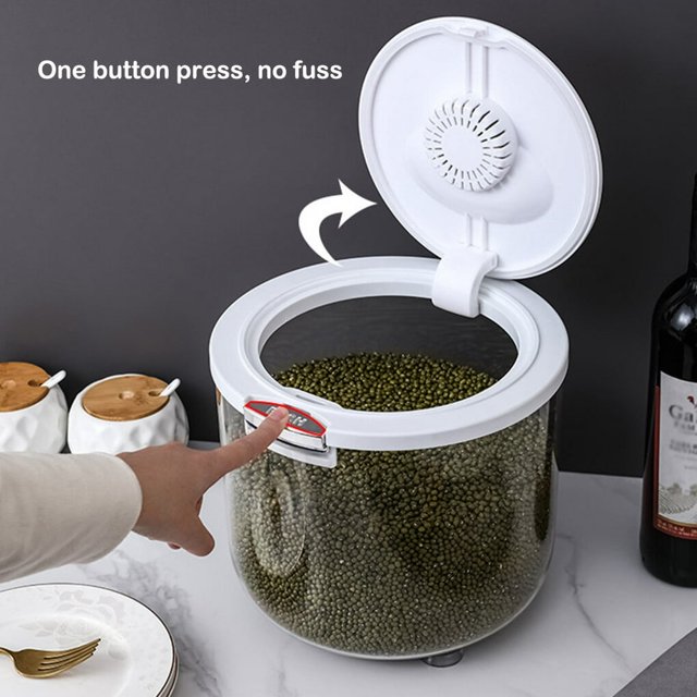 Large Capacity Rice Bucket Insectproof Moistureproof Storage Box Airtight Sealing Food Case Kitchen for Household Green