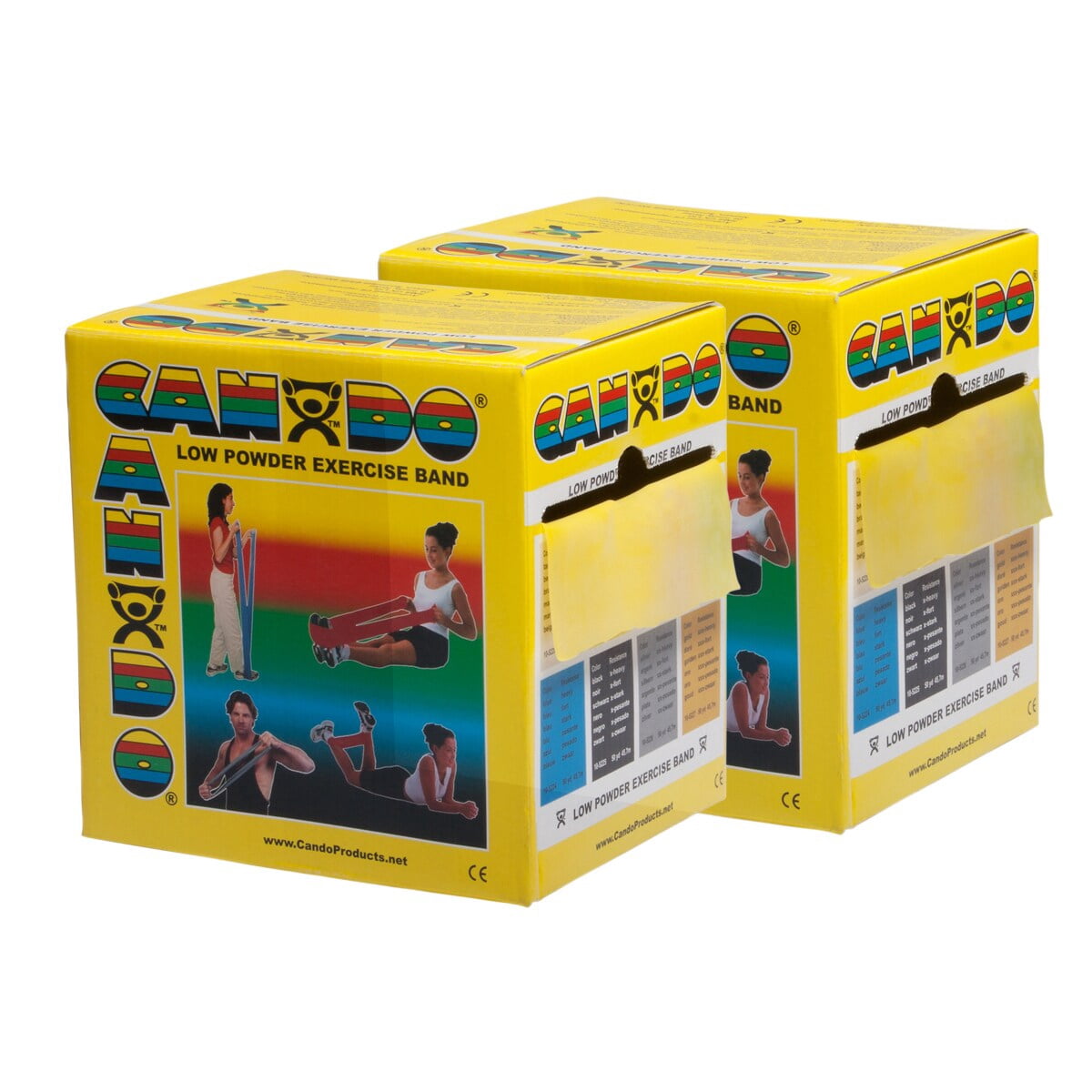 CanDo Twin-Pak exercise band, 100 yard, 5 pc set (1 ea: yellow through black)
