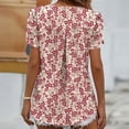 thumbnail image 5 of Wycnly Womens Blouses and Tops Dressy Beach Boho Fashion Petal Sleeve Pleated Hem Loose Lightweight Tunic Shirts Summer Floral Print V-Neck Short Sleeve Cute Tees Tops Pink s, 5 of 7