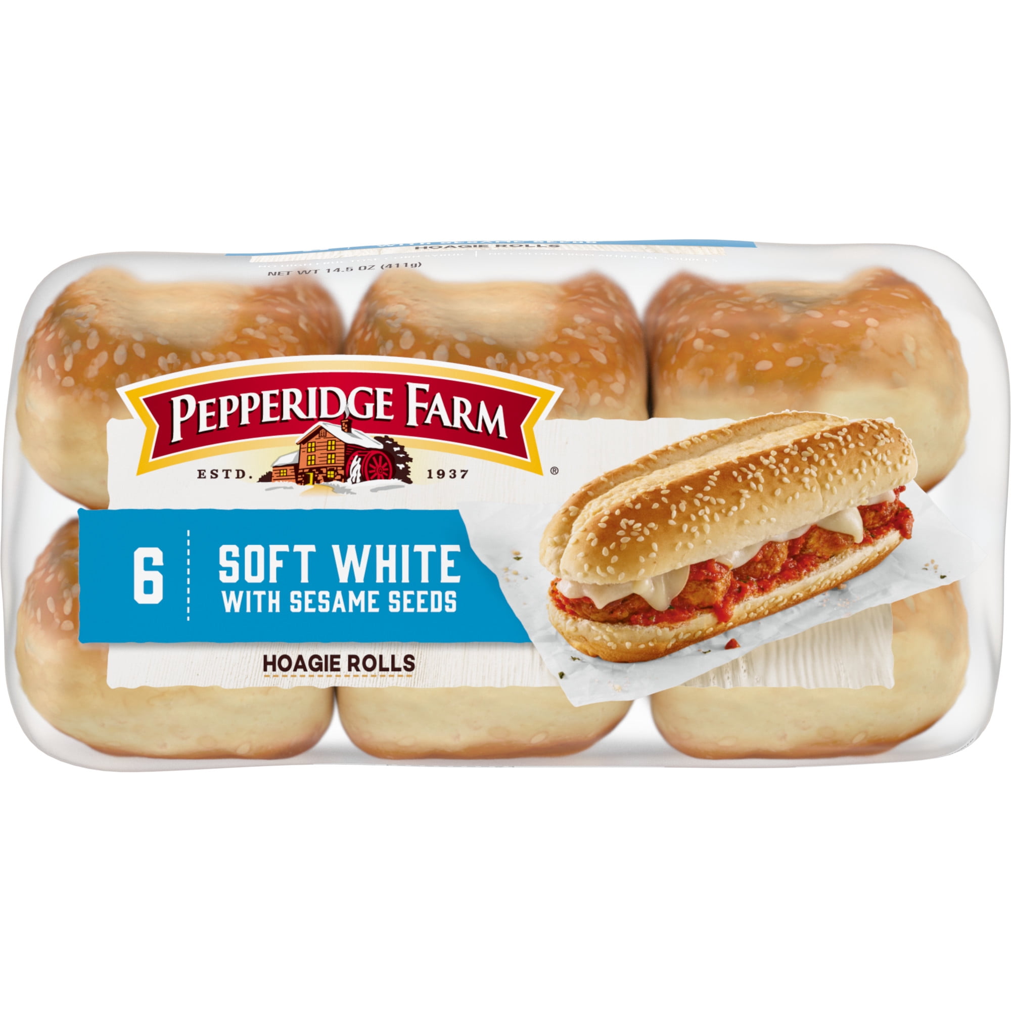 Pepperidge Farm Bakery Classics Soft White with Sesame Seeds Hoagie Rolls, 6-Pack Bag