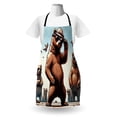thumbnail image 3 of Bear Apron, Funny and Cool Wild Woodland Animals in Sunglasses Cartoon Gang, Unisex Kitchen Bib with Adjustable Neck for Cooking Gardening, Adult Size, Pale Blue Umber and Chocolate, by Ambesonne, 3 of 4