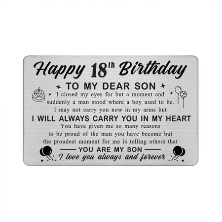 Degasken Son 18Th Birthday Greeting Card, Men 18 Year Old Birthday Gifts For Him, Wallet Card