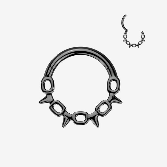 BM25 Blackline Thorned Chainlink Clicker Hoop Ring