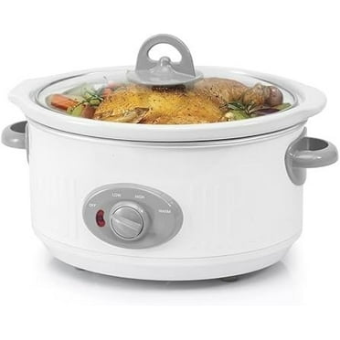 Slow Cooker 3.5 Quart, Dishwasher Safe Crock/Ceramic Inner Pot and Glass Lid, White
