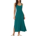 thumbnail image 2 of INSPIRE CHIC Women's Pajama Dress Spaghetti Straps Slip Round Neck Cross Back Camisole Long Nightgowns L Peacock Blue, 2 of 6