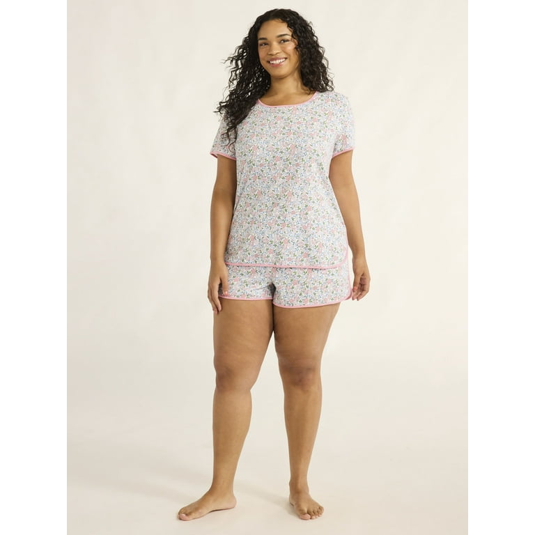 売れ筋商品|||ヒュー カットソー トップス レディース Women's Solid Short-Sleeve Shirred Pajama Tee Teaberry Joyspun Women's and Women's Plus Lightweight Sleep Tee and