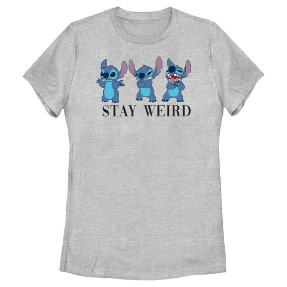 Women's Lilo & Stitch Triple Stay Weird Graphic Tee Athletic Heather Medium