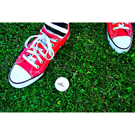 LAMINATED POSTER Foot Grass Golf Sock Standing Golf Ball Sneakers Poster Print 24 x (Best Sneakers For Standing All Day 2019)