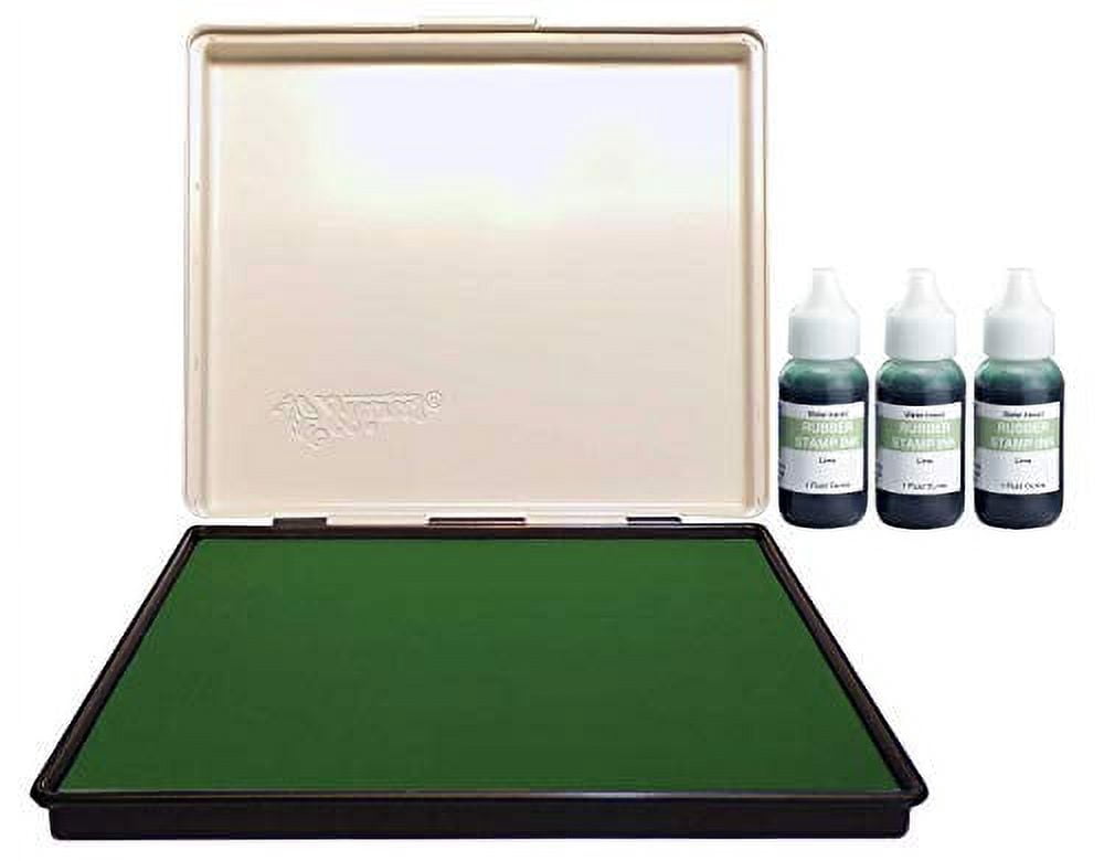 Extra Large 8" x 12" Industrial Rubber Stamp Ink Pad in Metal Case, Lime Stamp Pad