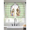 thumbnail image 2 of Easter Bunny Sheer Curtains 45 Inch Length 2 Panels Set Window Treatments, Spring Easter Eggs Chick Floral Sage Green Check Rod Pocket Semi Curtains for Living Room/Bedroom/Kitchen, 104"W x 45"L, 2 of 7