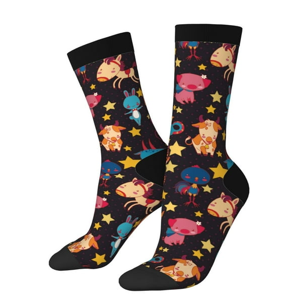Balery Cute Animals Calcetas Largas con Estampado para Hombre y Mujer – Suaves y Transpirables, Talla Única (US 5-11)