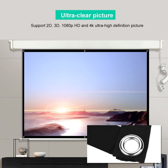 Projection Screen, 16:9 HD Portable Video Projector Screen Support 2D 3D, 1080p HD And 4k For Home Theater Movie For For Conference Room